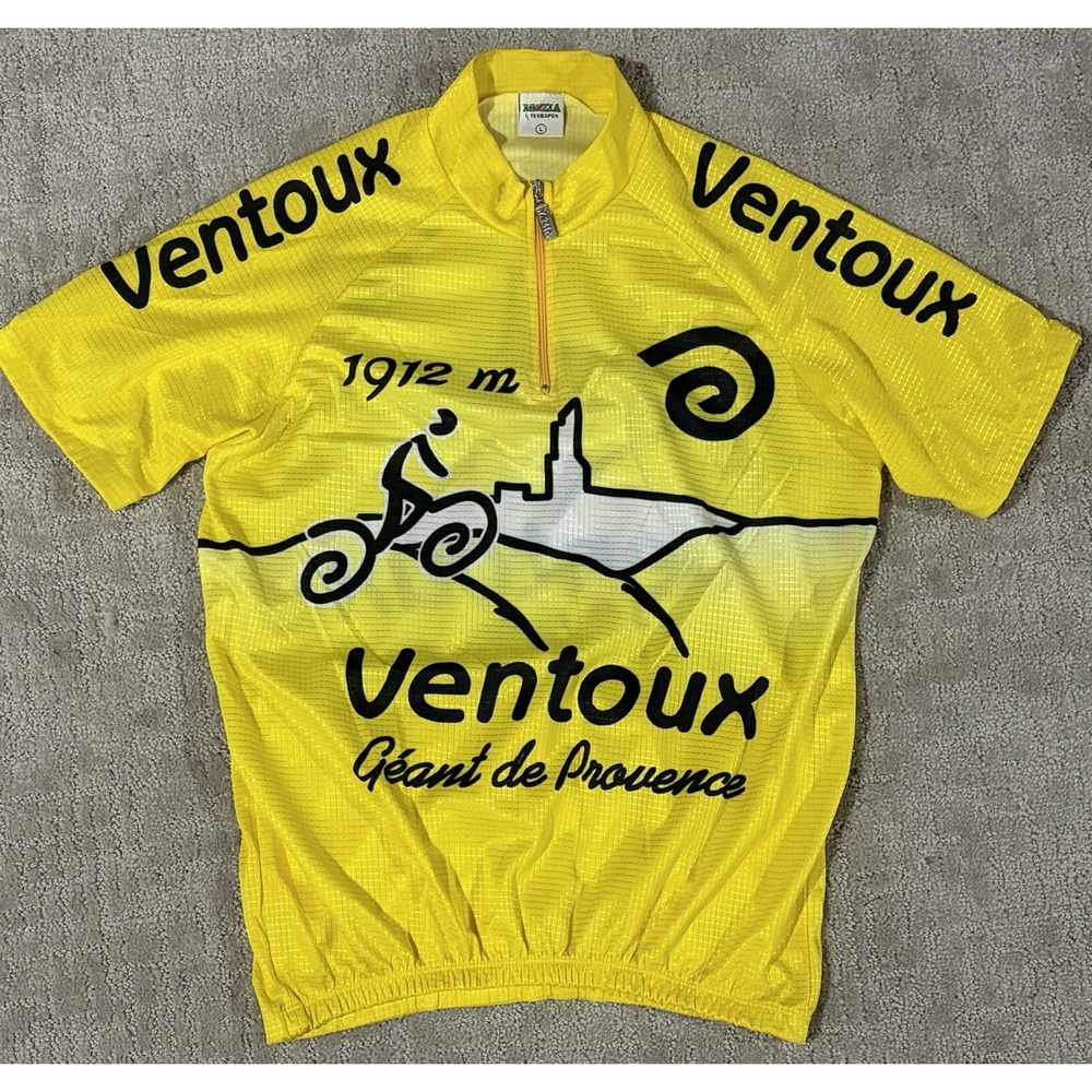Cycling Jersey Mont Ventoux Casati Logo Large Geant de Provence Yellow Mozia EUC